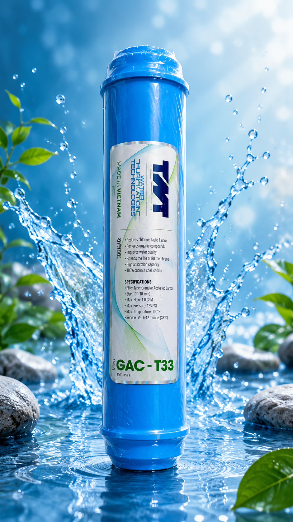 TNT Premium GAC-T33 Post Carbon Filter Replacement Cartridge